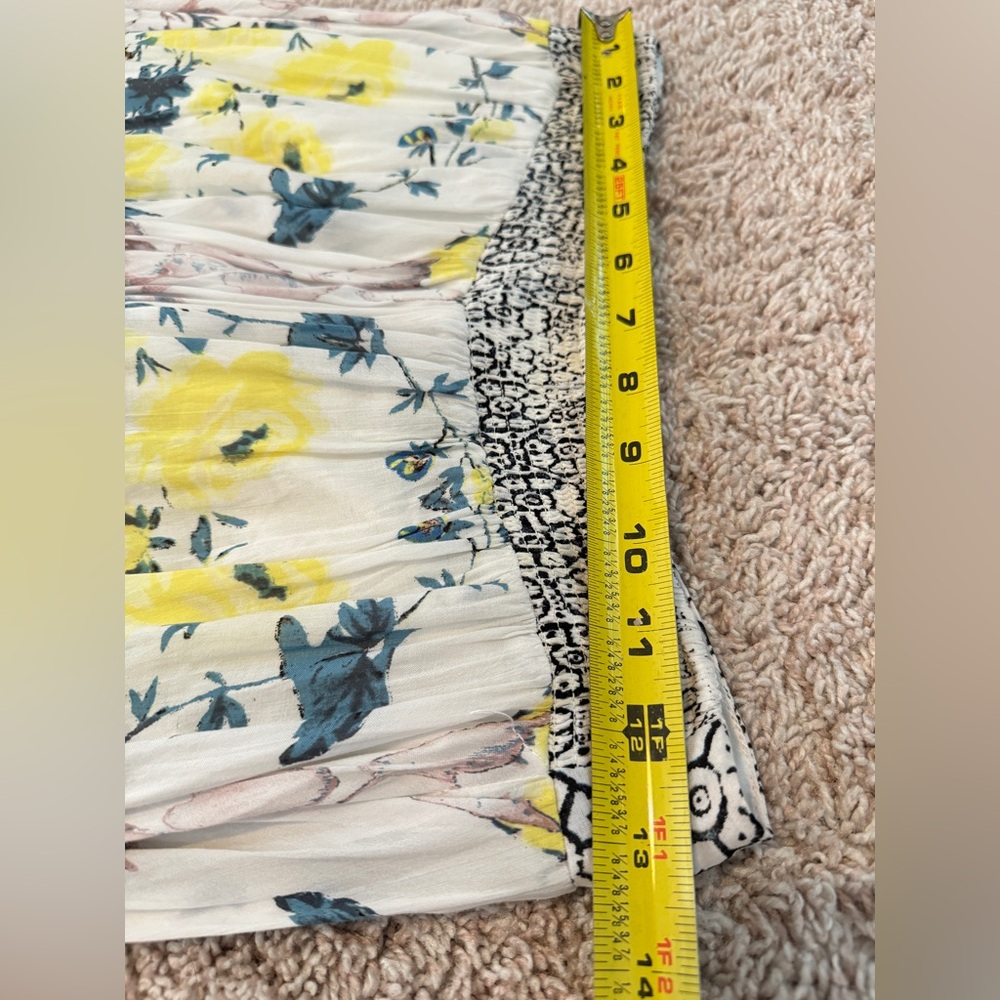 Free People Asymmetrical boho maxi Floral Skirt - White, Yellow, Blue Size S - Picture 9 of 11
